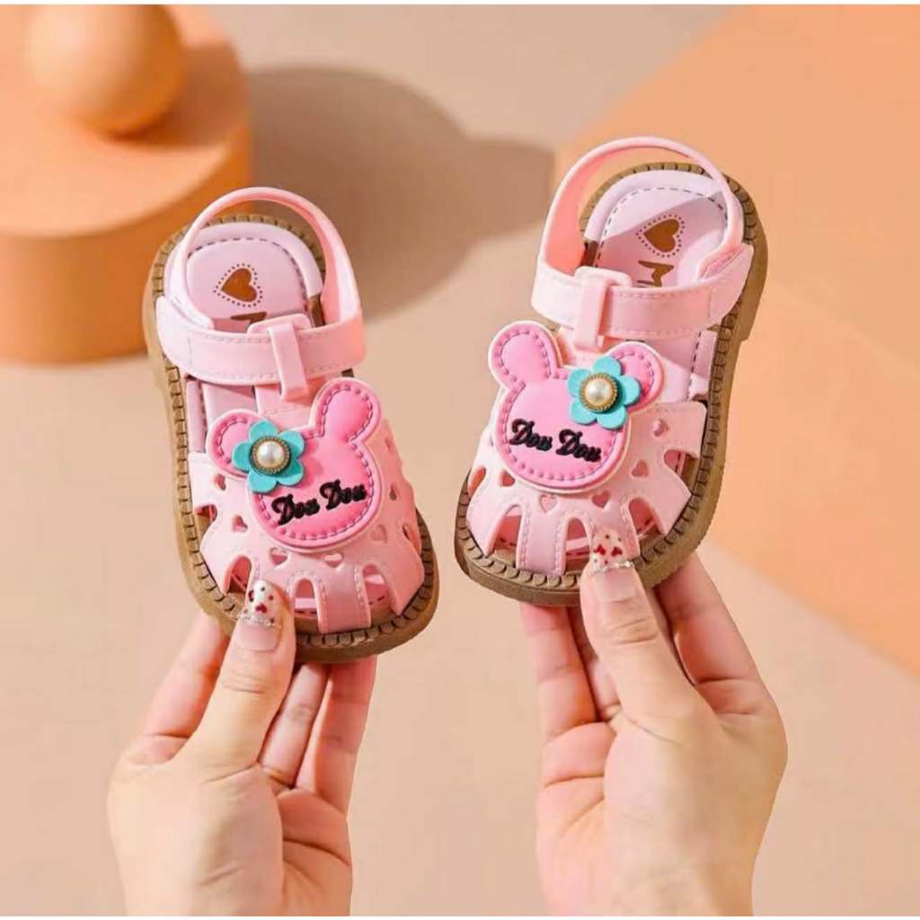 Sandal tập đi nơ cho bé gái, dép quai hậu trẻ em đế mềm mịn êm chân chống trơn trượt tốt size 15-23 bé 6m-2 tuổi