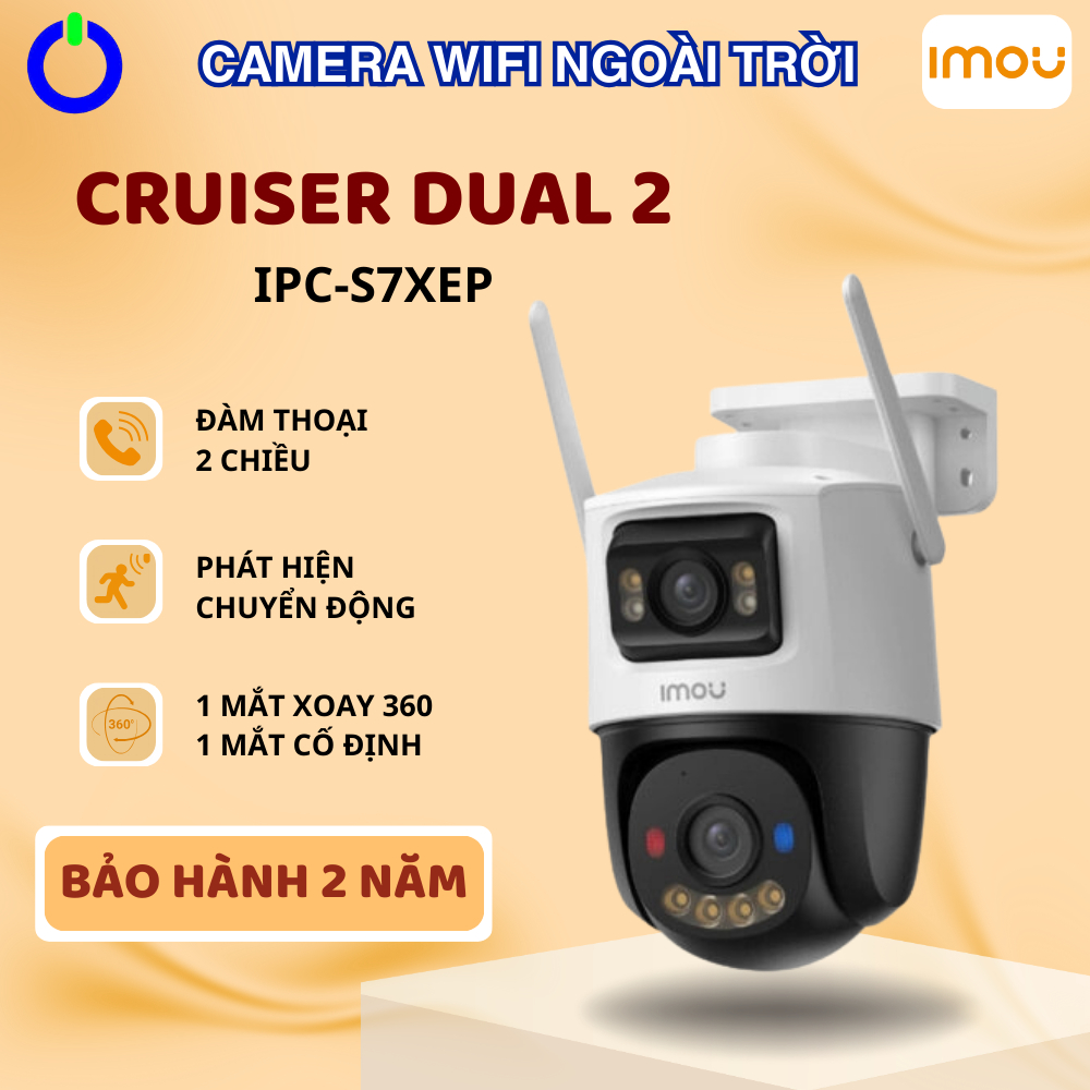 Camera Wifi Ngoài Trời 2 ống kính IMOU Cruiser Dual 2 – Đàm Thoại 2 Chiều, Cảnh Báo Chủ Động, xoay 360°
