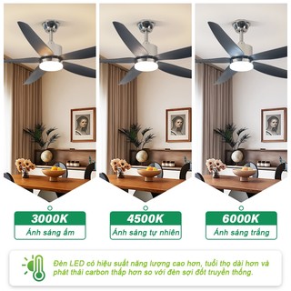 Quạt Trần Đèn 5 Cánh GOGEOUS 6 Cấp Độ Gió, 3 Chế Độ Đèn, Điều Khiển Từ Xa【Bảo hành 3 năm】