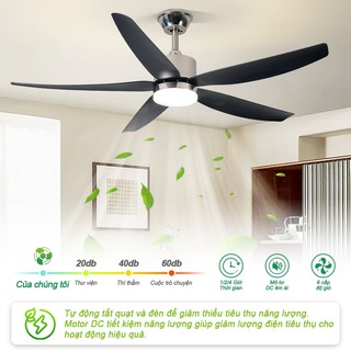 Quạt Trần Đèn 5 Cánh GOGEOUS 6 Cấp Độ Gió, 3 Chế Độ Đèn, Điều Khiển Từ Xa【Bảo hành 3 năm】