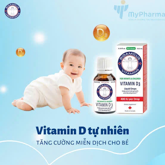 Bioamicus Vitamin D3 400IU/giọt nhập khẩu nguyên hộp từ Canada chai 10ml