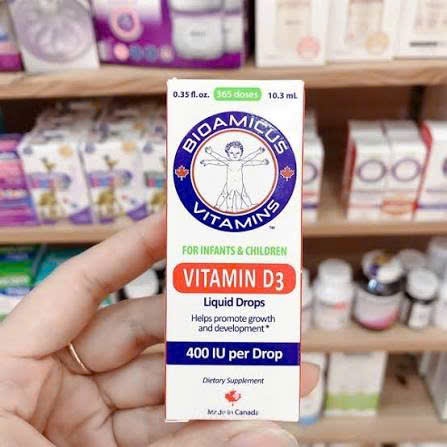 Bioamicus Vitamin D3 400IU/giọt nhập khẩu nguyên hộp từ Canada chai 10ml