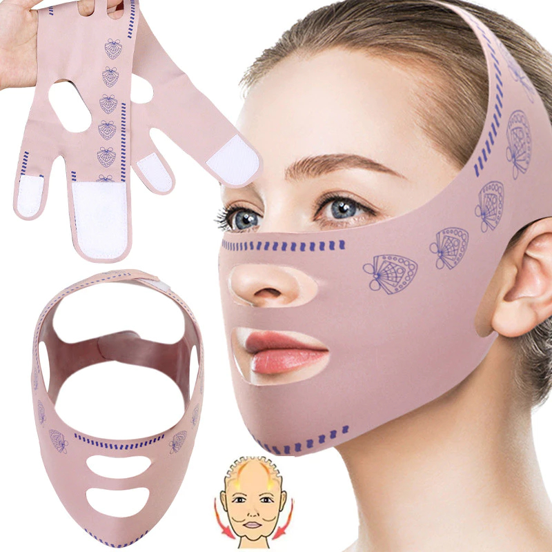 Băng quấn nâng mặt chữ V, chất liệu cao cấp, căng da mặt và chống nhăn - Đai Đeo Mặt Đàn Hồi Săn Chắc Giảm Béo Nọng Cằm