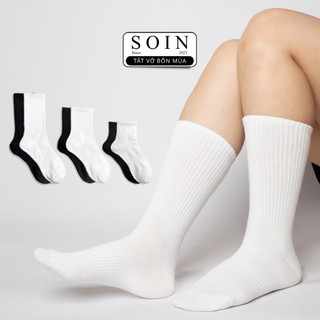 Vớ Tất Nam Nữ Trơn Bo Chun Nhiều Kích Thước Sọc Gân Unisex SOIN Khử Mùi Hôi Chân Thấm Hút