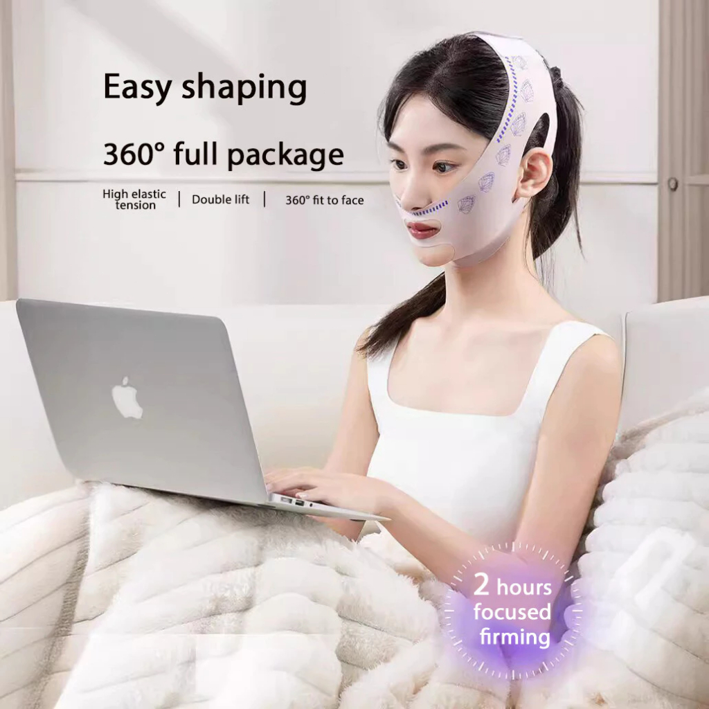 Băng quấn nâng mặt chữ V, chất liệu cao cấp, căng da mặt và chống nhăn - Đai Đeo Mặt Đàn Hồi Săn Chắc Giảm Béo Nọng Cằm