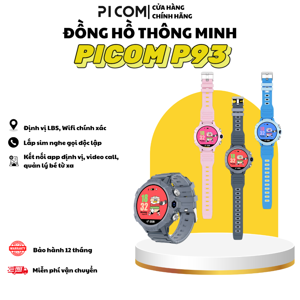 Đồng Hồ Thông Minh Picom P93 Lắp Sim Nghe Gọi Độc Lập Định Vị Video ...