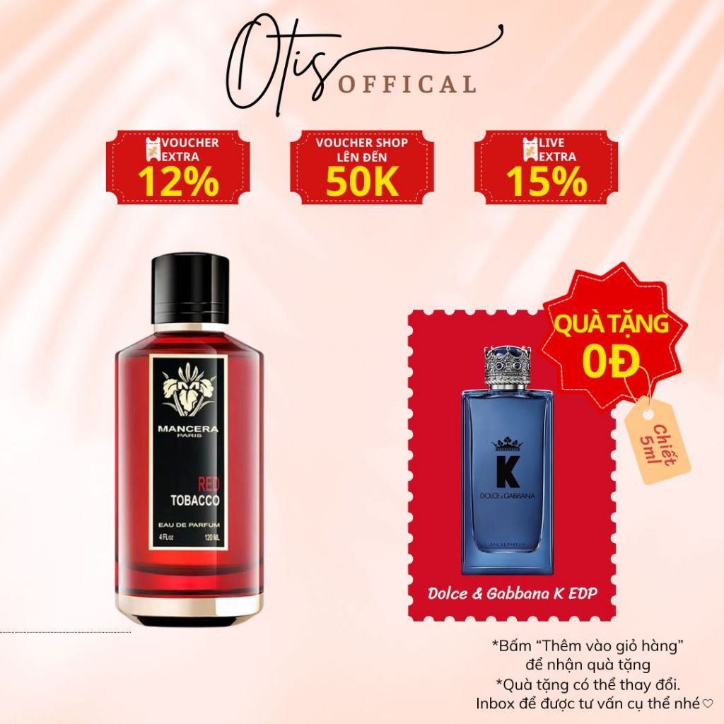 Nước Hoa Chiết 10ml Nam Mancera Red Tobacco EDP Hương Thơm Đậm đà, Nam tính, Trầm ấm