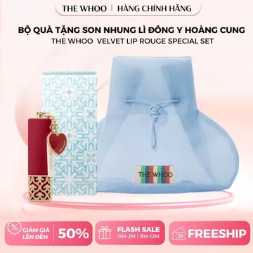 Set Son Nhung Lì Đông Y Hoàng Cung Mịn Môi + Túi Mini The Whoo :Mi Velvet Lip Rouge