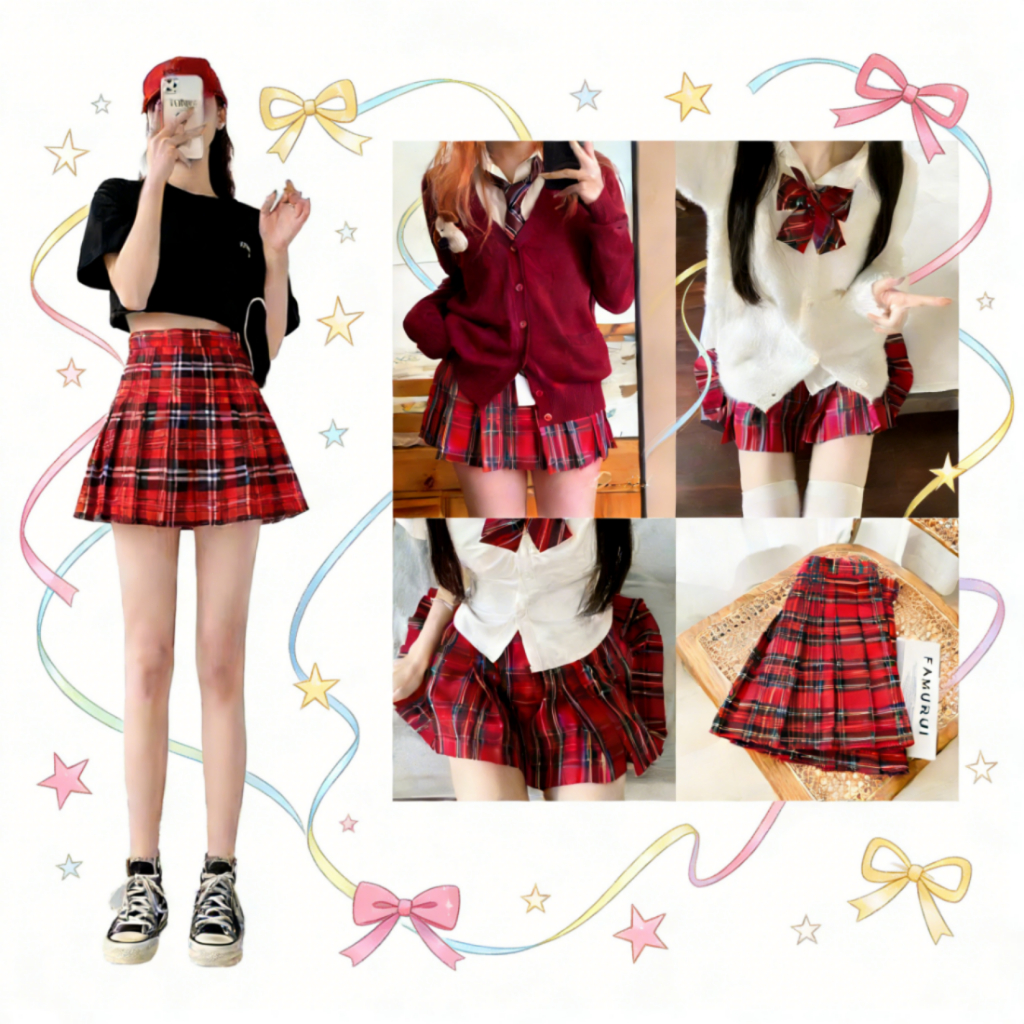 Váy ngắn chữ A kiểu Hàn Quốc có lót trong tránh hớ hênh Váy cosplay quần vợt cho phụ nữ