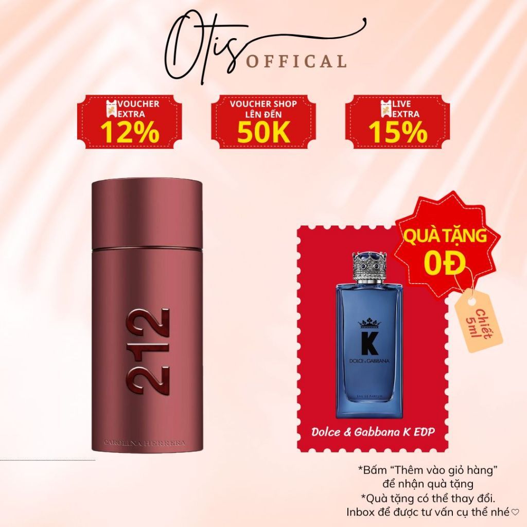 Nước Hoa Chiết 10ml Nam Carolina Herrera 212 Sexy Men Hương Thơm Sexy, Cuốn hút, Nam tính