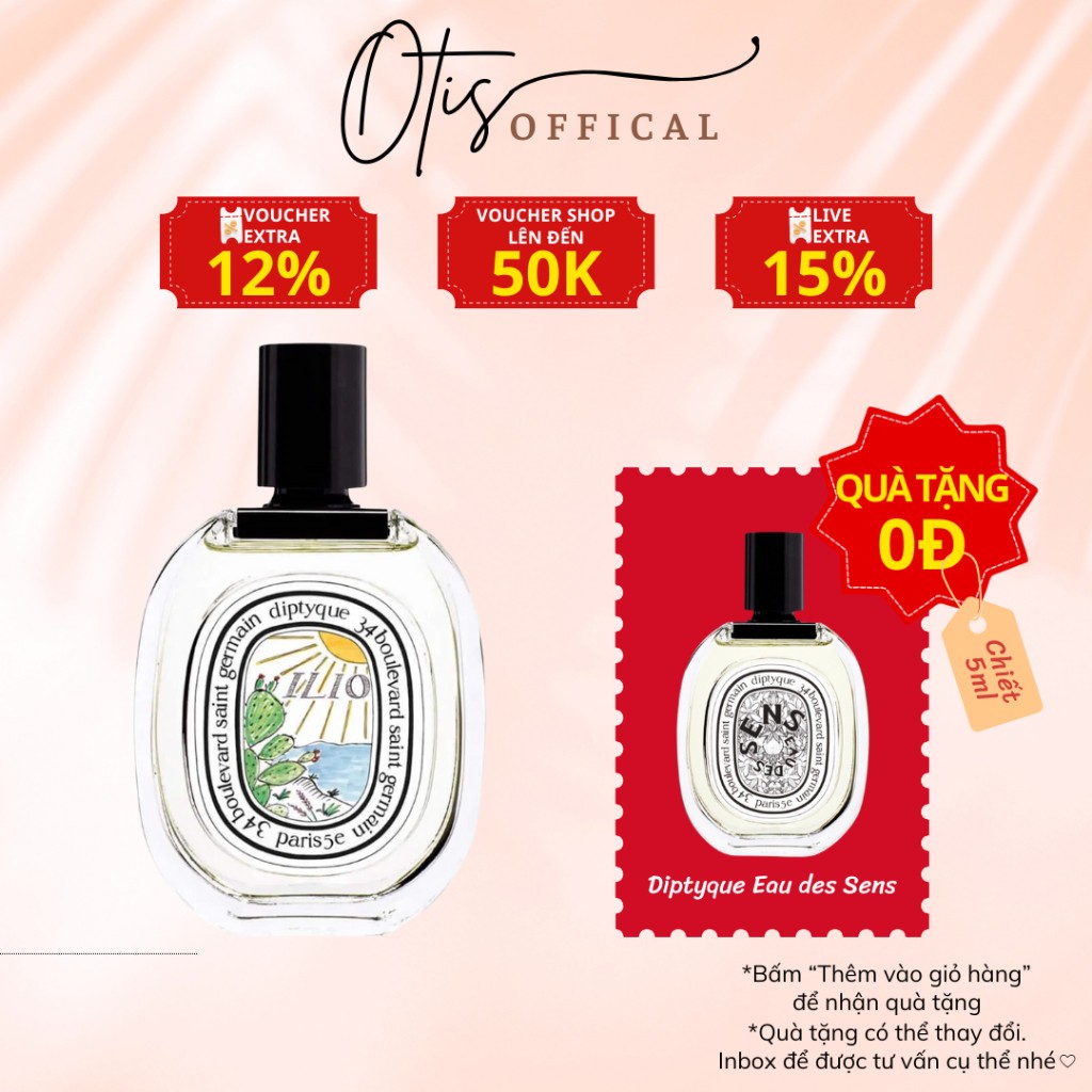 Nước Hoa Chiết 10ml Unisex Diptyque Ilio EDT Hương Thơm Gợi cảm, Lôi cuốn, Tinh tế