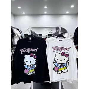 Áo thun dài tay chất cotton giấy - kitty đeo túi hồng