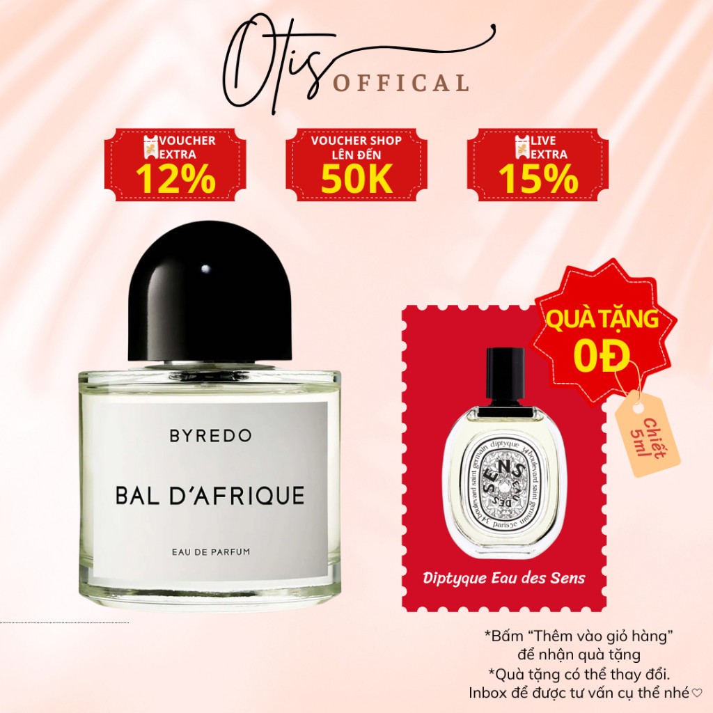 Nước Hoa Chiết 10ml Unisex Byredo Bal D'afrique Hương Thơm Cá tính, Cuốn hút, Sành điệu
