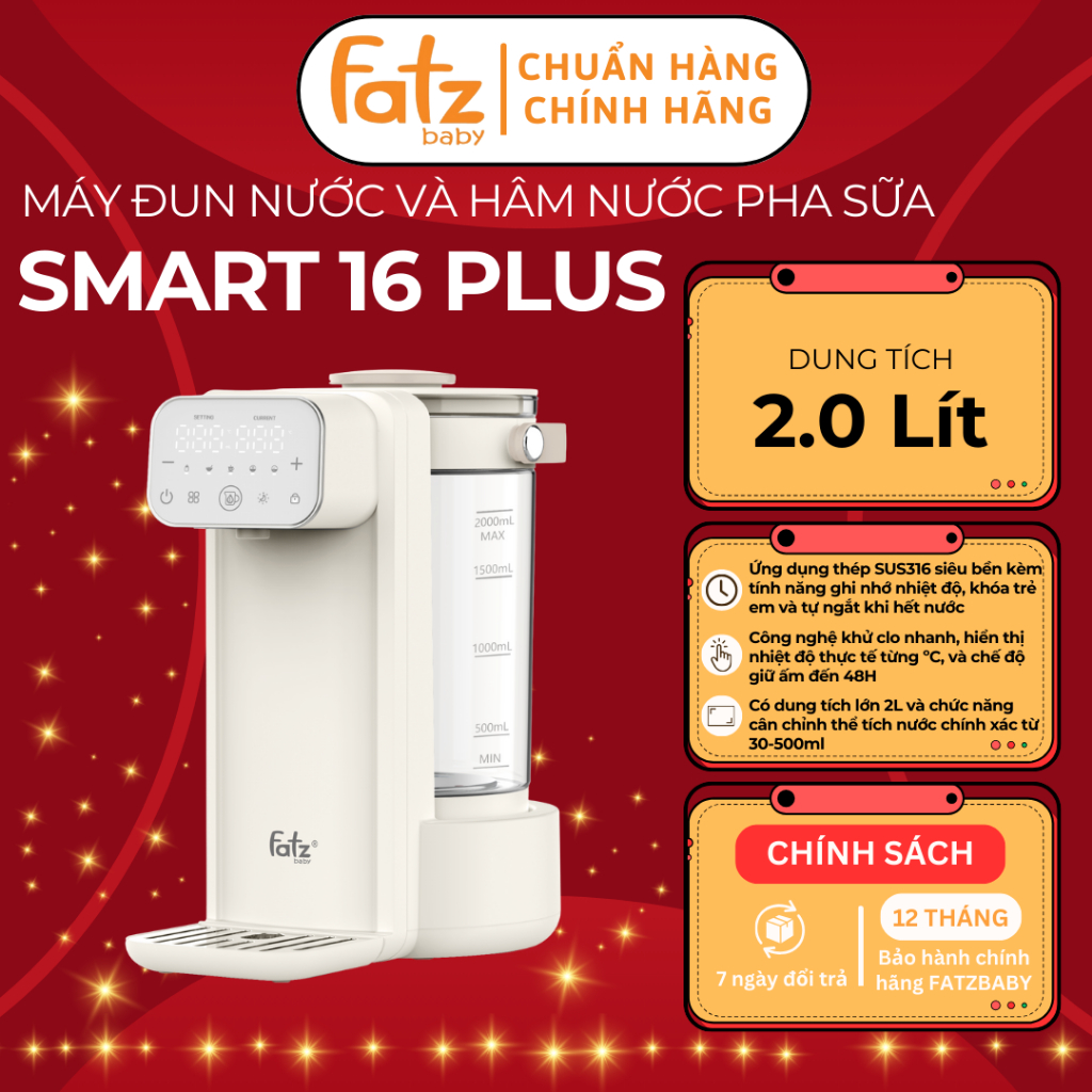 Máy đun và hâm nước pha sữa thông minh FATZ BABY Smart 16 Plus FB3870HB, có lấy nước theo nhu cầu