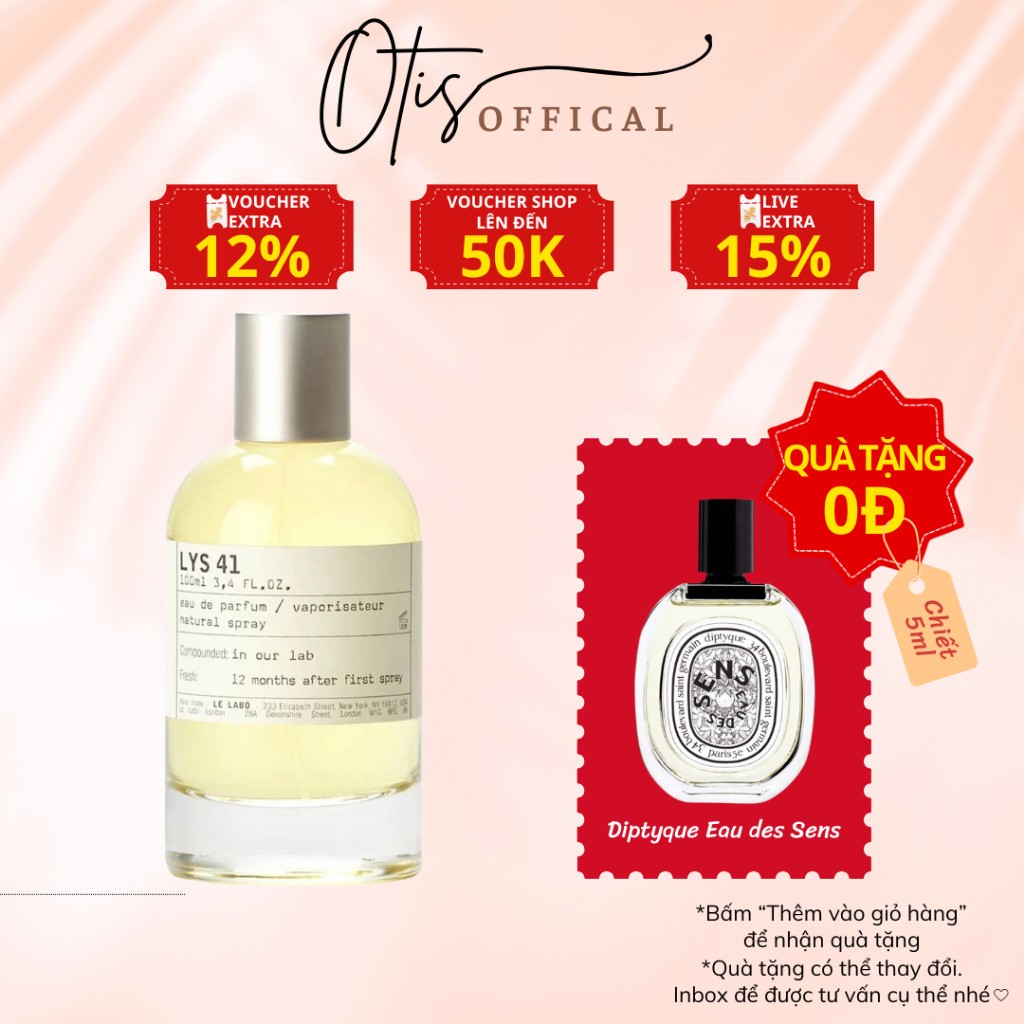 Nước Hoa Chiết 10ml Unisex Le Labo Lys 41 Hương Thơm Quyến rũ, Nổi bật, Sang trọng