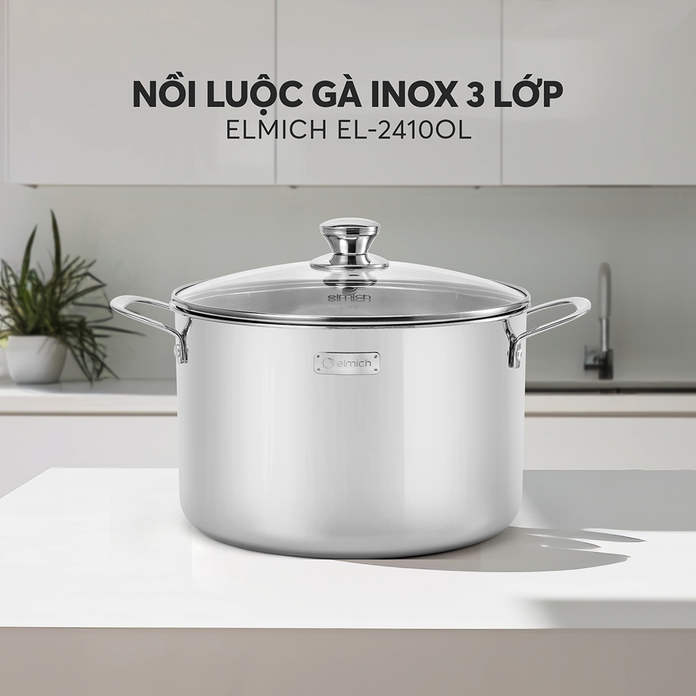 Nồi luộc gà inox liền khối Elmich Trimax Napoli EL2538IN28/2410OL size 28cm