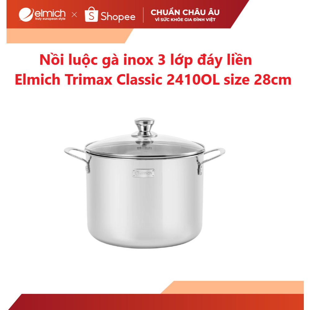 Nồi luộc gà inox liền khối Elmich Trimax Napoli EL2538IN28/2410OL size 28cm
