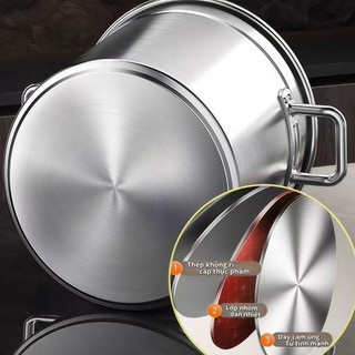 Nồi inox 5 Lớp cao cắp dung tích lớn 15L-100L Chubby Chef  dùng cho bếp từ