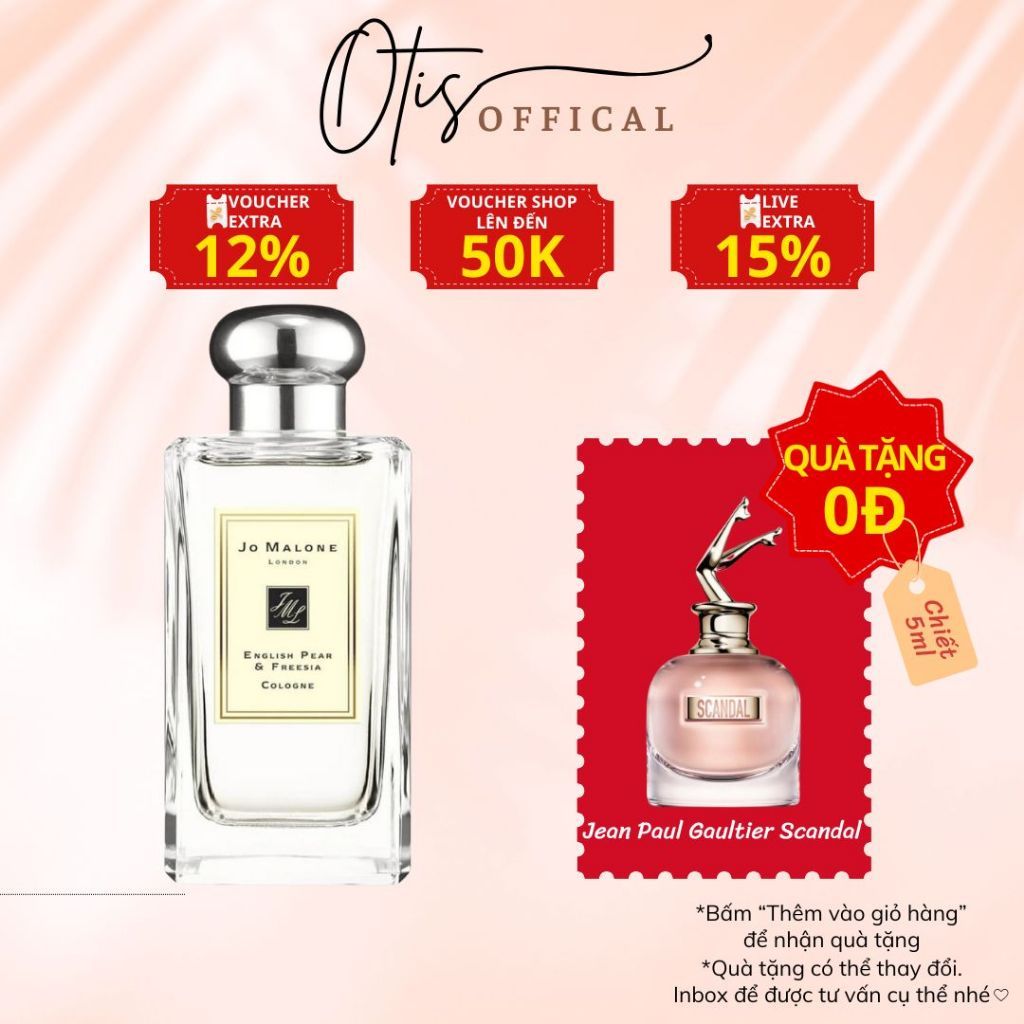 Nước Hoa Chiết 10ml Nữ Jo Ma.lone London English Pear & Freesia Cologne Hương Thơm Nhẹ nhàng Gợi cảm