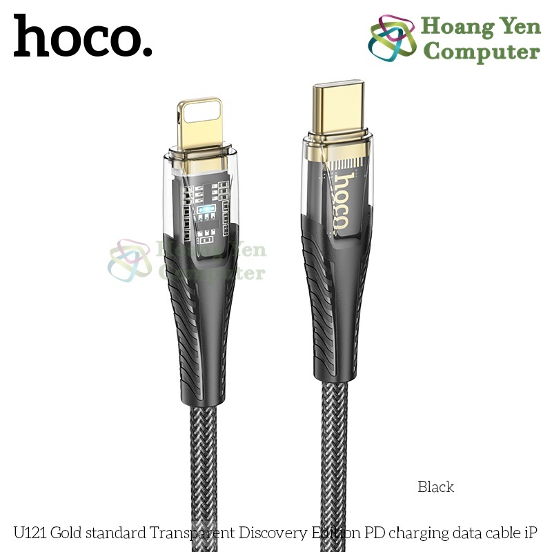 Cáp Sạc Nhanh Hoco U121 Crystal Charging Data Cable 27W–60W, Dây Dù, Đèn LED - BH 6 Tháng - Hoàng Yến Computer