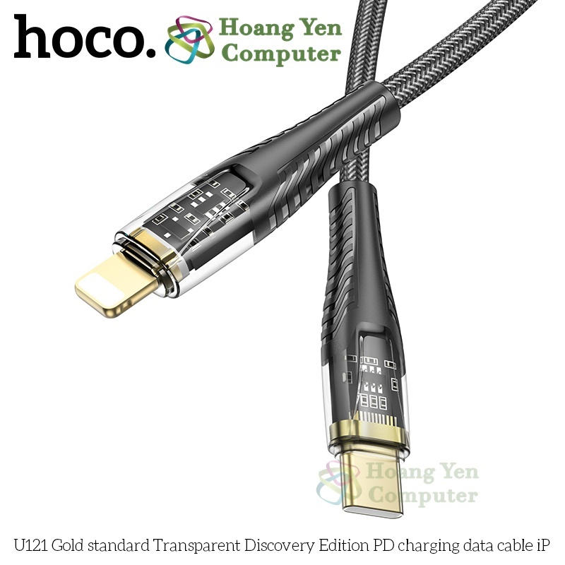 Cáp Sạc Nhanh Hoco U121 Crystal Charging Data Cable 27W–60W, Dây Dù, Đèn LED - BH 6 Tháng - Hoàng Yến Computer