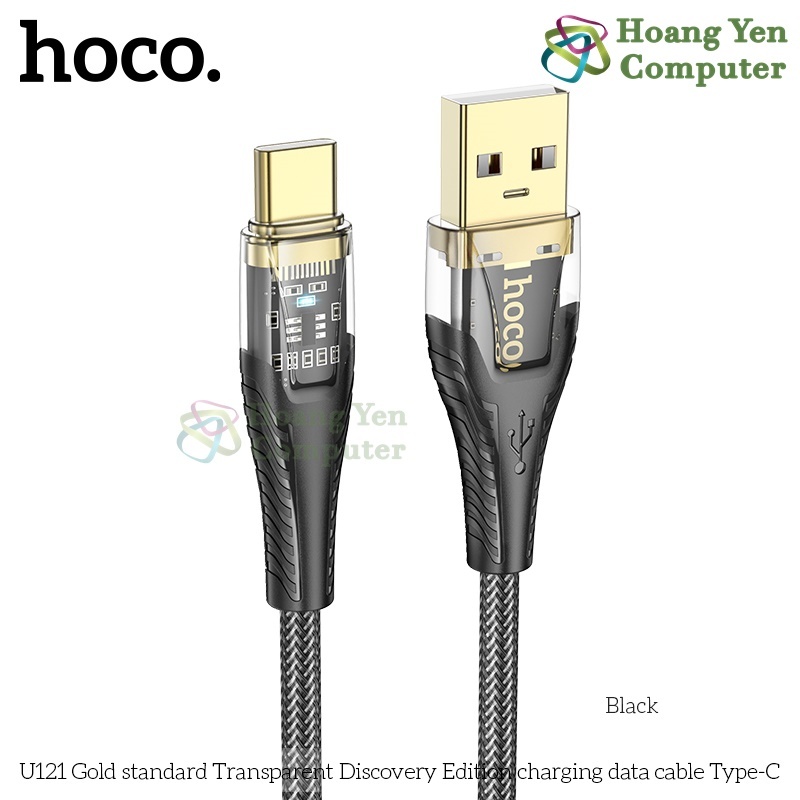 Cáp Sạc Nhanh Hoco U121 Crystal Charging Data Cable 27W–60W, Dây Dù, Đèn LED - BH 6 Tháng - Hoàng Yến Computer