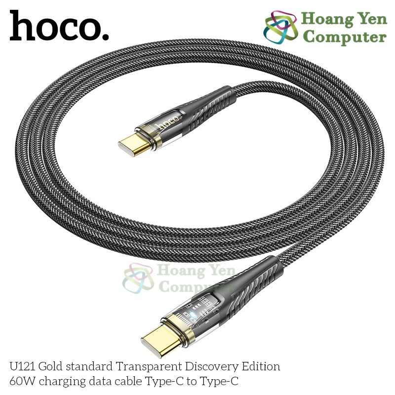 Cáp Sạc Nhanh Hoco U121 Crystal Charging Data Cable 27W–60W, Dây Dù, Đèn LED - BH 6 Tháng - Hoàng Yến Computer