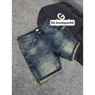 Quần short jean nam wash l nhẹ phối họa tiết viền cá tính phong cách streetwear