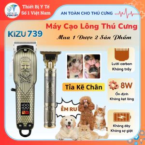 Tông Đơ Cắt Tỉa Cạo Lông Chó Mèo Không Dây Kizu739, Máy Cạo Lông Thú tặng Máy Tỉa Lông Kẽ Bàn Chân