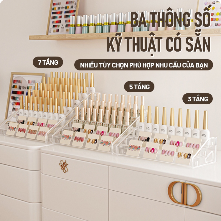 Kaleis Hộp Kệ Đựng Mỹ Phẩm Acrylic Trong Suốt Đa Tầng Sắp Xếp Son Môi, Phấn Mắt, Cọ & Dụng Cụ Trang Điểm, Sơn Móng Tay