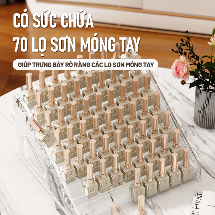 Kaleis Hộp Kệ Đựng Mỹ Phẩm Acrylic Trong Suốt Đa Tầng Sắp Xếp Son Môi, Phấn Mắt, Cọ & Dụng Cụ Trang Điểm, Sơn Móng Tay