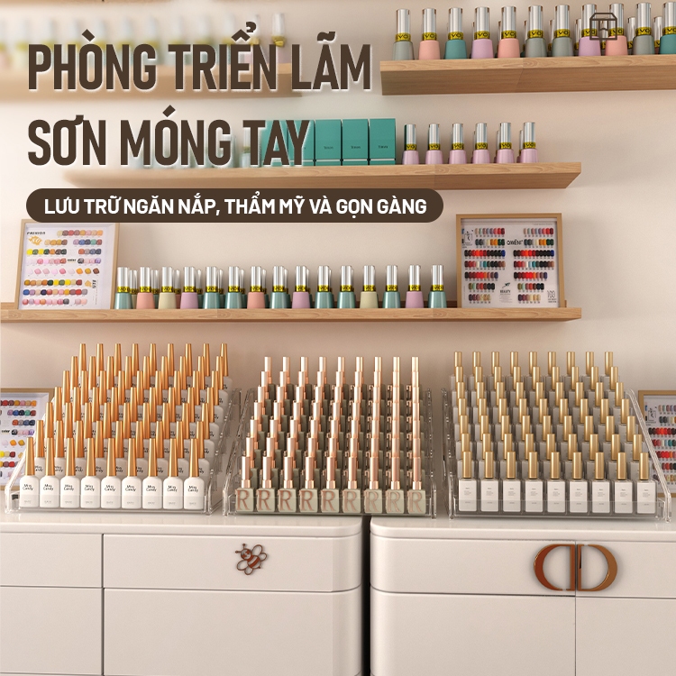 Kaleis Hộp Kệ Đựng Mỹ Phẩm Acrylic Trong Suốt Đa Tầng Sắp Xếp Son Môi, Phấn Mắt, Cọ & Dụng Cụ Trang Điểm, Sơn Móng Tay