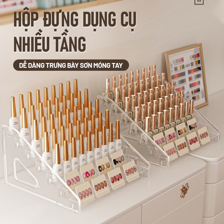 Kaleis Hộp Kệ Đựng Mỹ Phẩm Acrylic Trong Suốt Đa Tầng Sắp Xếp Son Môi, Phấn Mắt, Cọ & Dụng Cụ Trang Điểm, Sơn Móng Tay