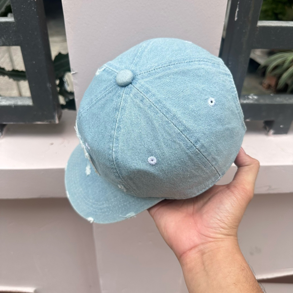 Mũ kết jean rách thêu logo vuông- Nón lưỡi trai rin phong cách đường phố bụi bặm cá tính thời trang nam nữ