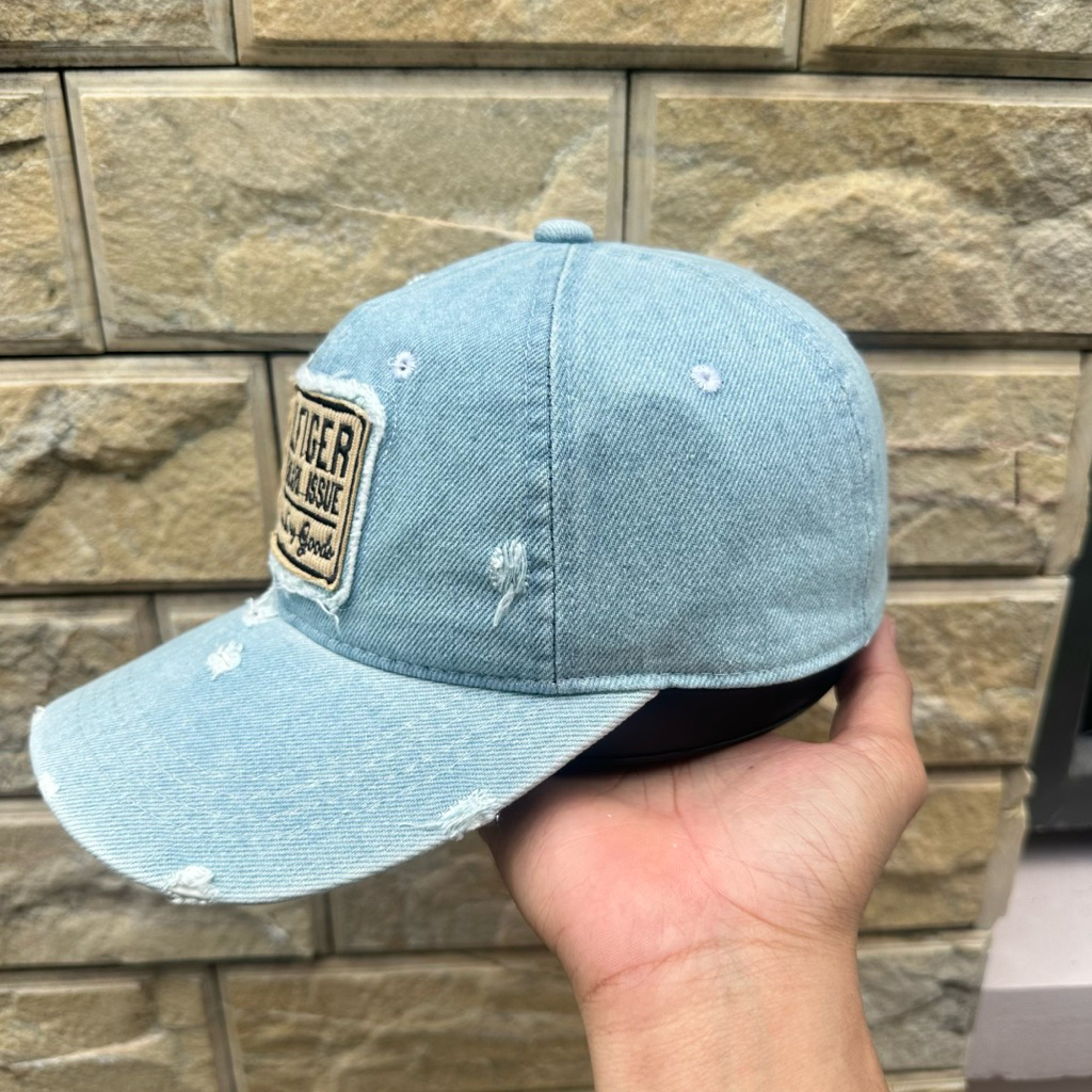Mũ kết jean rách thêu logo vuông- Nón lưỡi trai rin phong cách đường phố bụi bặm cá tính thời trang nam nữ