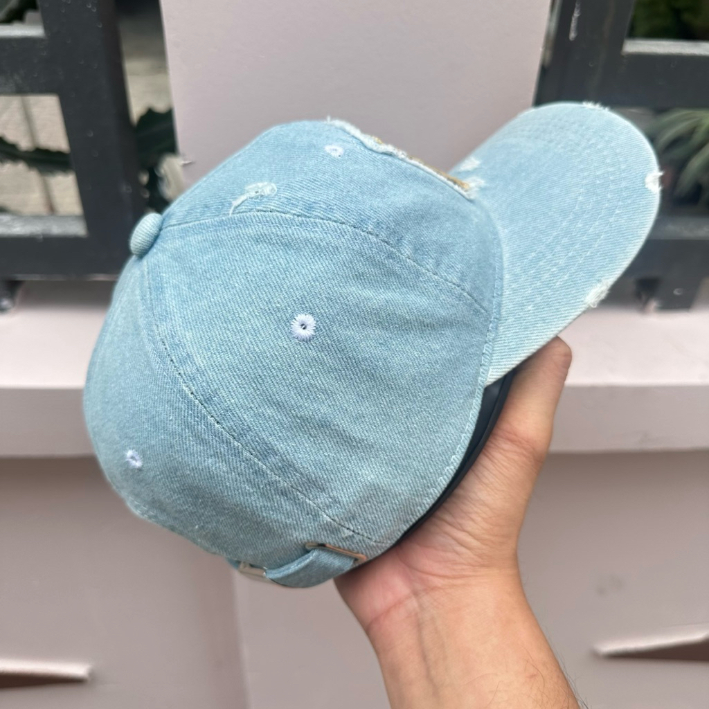Mũ kết jean rách thêu logo vuông- Nón lưỡi trai rin phong cách đường phố bụi bặm cá tính thời trang nam nữ