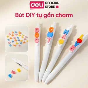 Bút Gel Gắn Charm Xinh Xắn Deli Bút Bi Nước Mực Đen Ngòi ST Nhanh Khô 0.5mm Cao Cấp Thiết Kế Mới Cho Học Sinh Sinh Viên