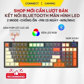 Bộ Bàn Phím Không Dây Bluetooth M96 LED 7 Màu Có Màn Hình, 2 Mode, Phím PBT Cao Cấp, Gõ Êm Chống Ồn Cho Win/ Mac OS .