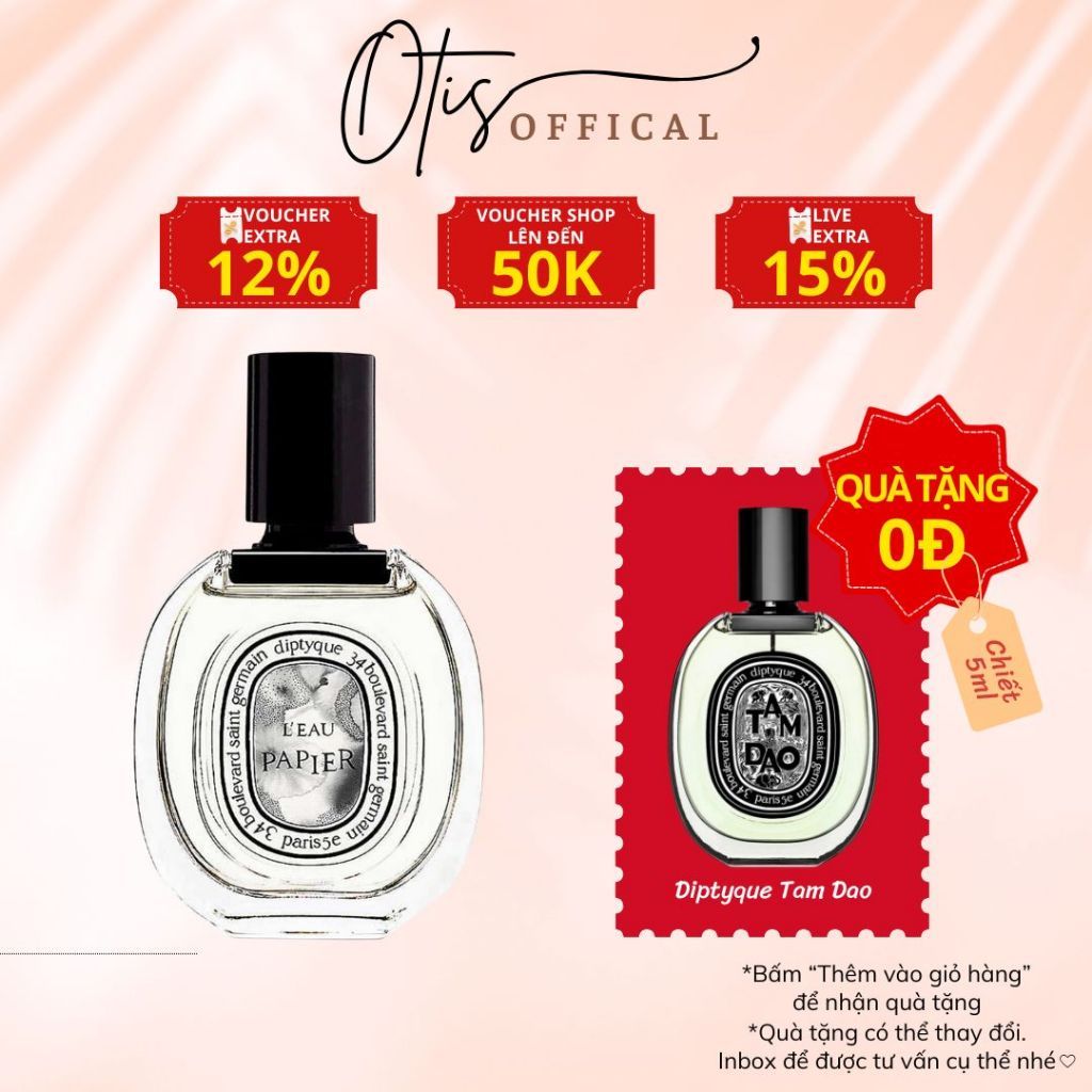 Nước Hoa Chiết 10ml Unisex Diptyque L’Eau Papier EDT Hương Thơm Quyến rũ, Sang trọng, Tinh tế
