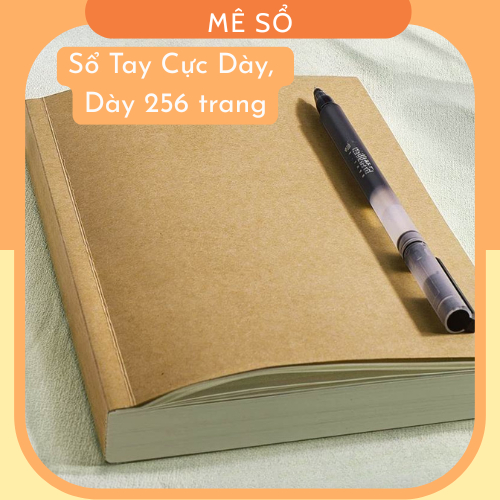 Sổ A5 Dày 256 Trang, Sổ Tay Bìa Kraft A5/B5 Cực Dày, Giấy 80 GSM Màu Ngà Chống Lóa Mắt, Lên Kế Hoạch, Viết Nhật Ký