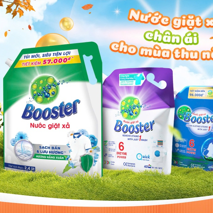 Combo 2 túi nước giặt xả Bosster túi 3,2kg - 3,7kg FREE SHIP [HÀNG CHÍNH HÃNG]