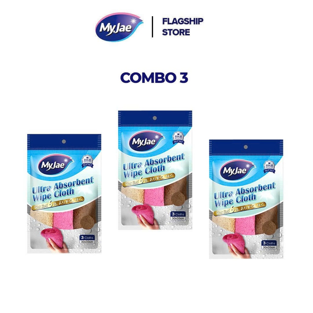 [Võ Hà Linh x MyJae] COMBO 3 Khăn lau siêu thấm siêu hút nước  MyJae (3 màu/bịch)