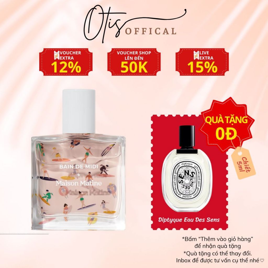 Nước Hoa Chiết 10ml Unisex Maison Matine Bain De Midi Hương Thơm Tươi sáng, Tự nhiên, Mộng mơ