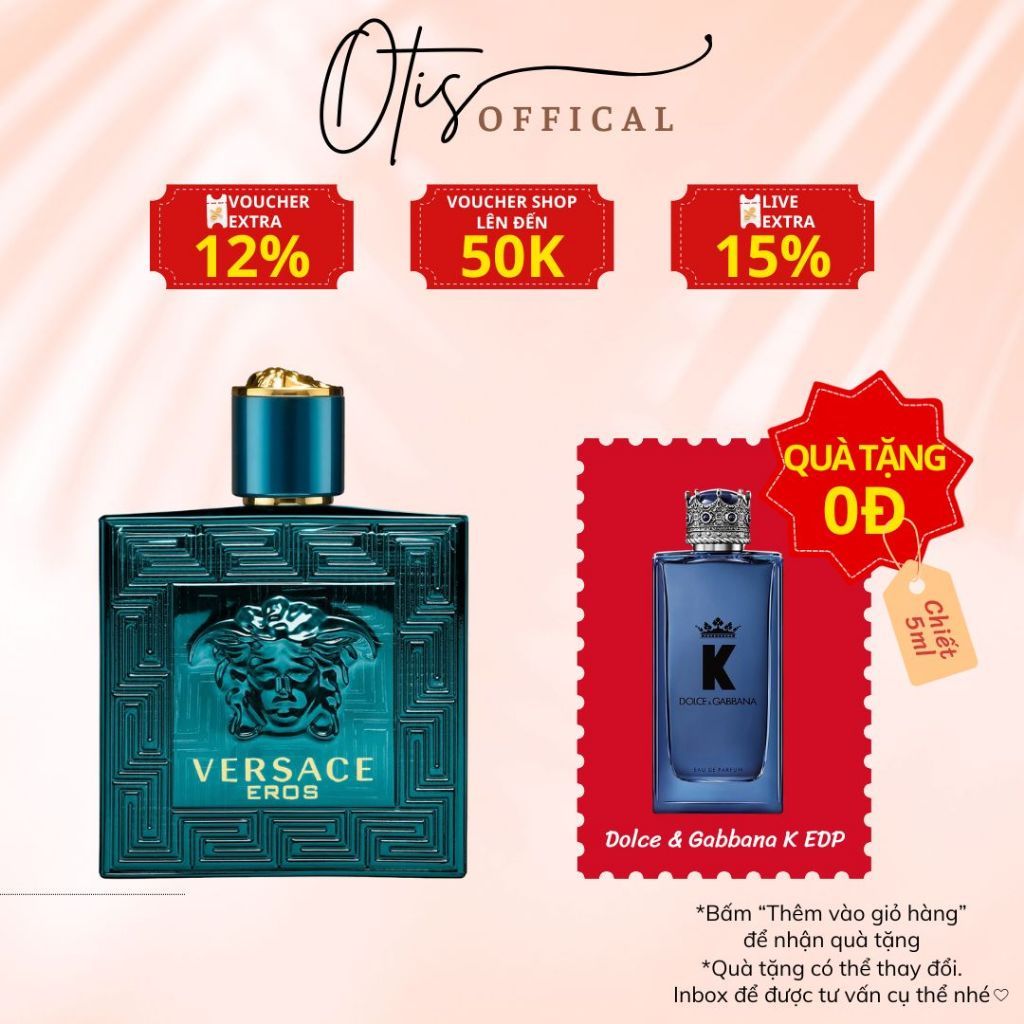 Nước Hoa Chiết 10ml Nam Versace Eros (xanh) Eau De Parfum Hương Thơm Nam tính, Quyến rũ, Nổi bật