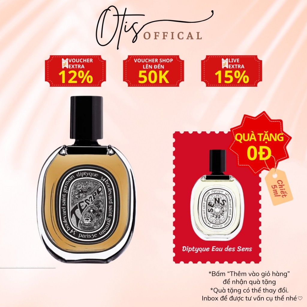 Nước Hoa Chiết 10ml Unisex Diptyque Tempo Hương Thơm Quyến rũ, Thu hút, Sang trọng