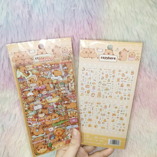 DIY- Set 6 tấm/  Lẻ 1 Tấm hình dán sticker Capybara / Thỏ chuột mập trong suốt