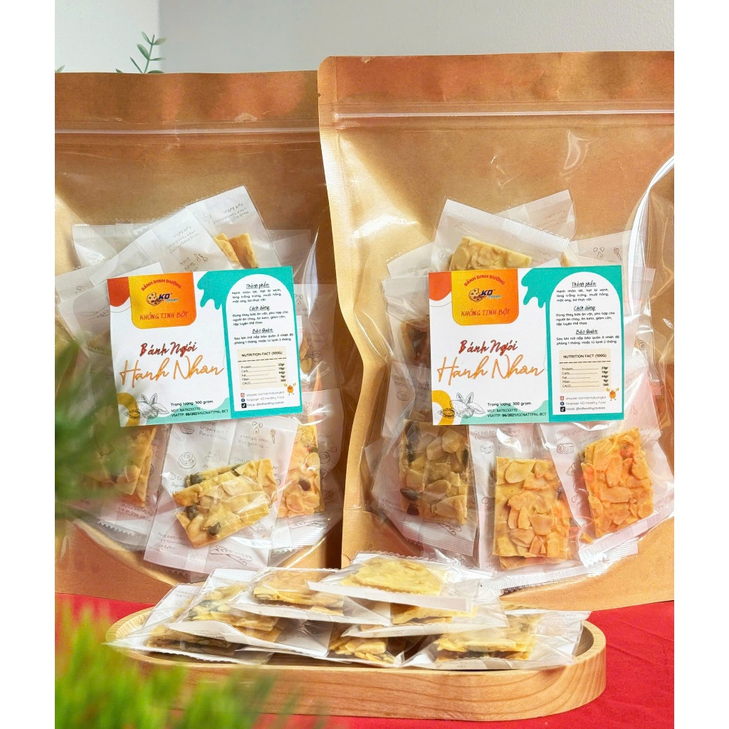 Bánh ngói hạnh nhân không tinh bột của KD Healthy Food giòn tan 300g/ hộp