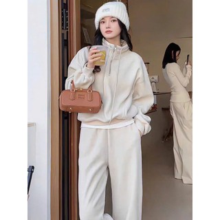Đồ Bộ Nỉ Form Rộng Cổ Cao Nữ Khóa Kéo Gồm áo nỉ và quần. bộ khóa cổ