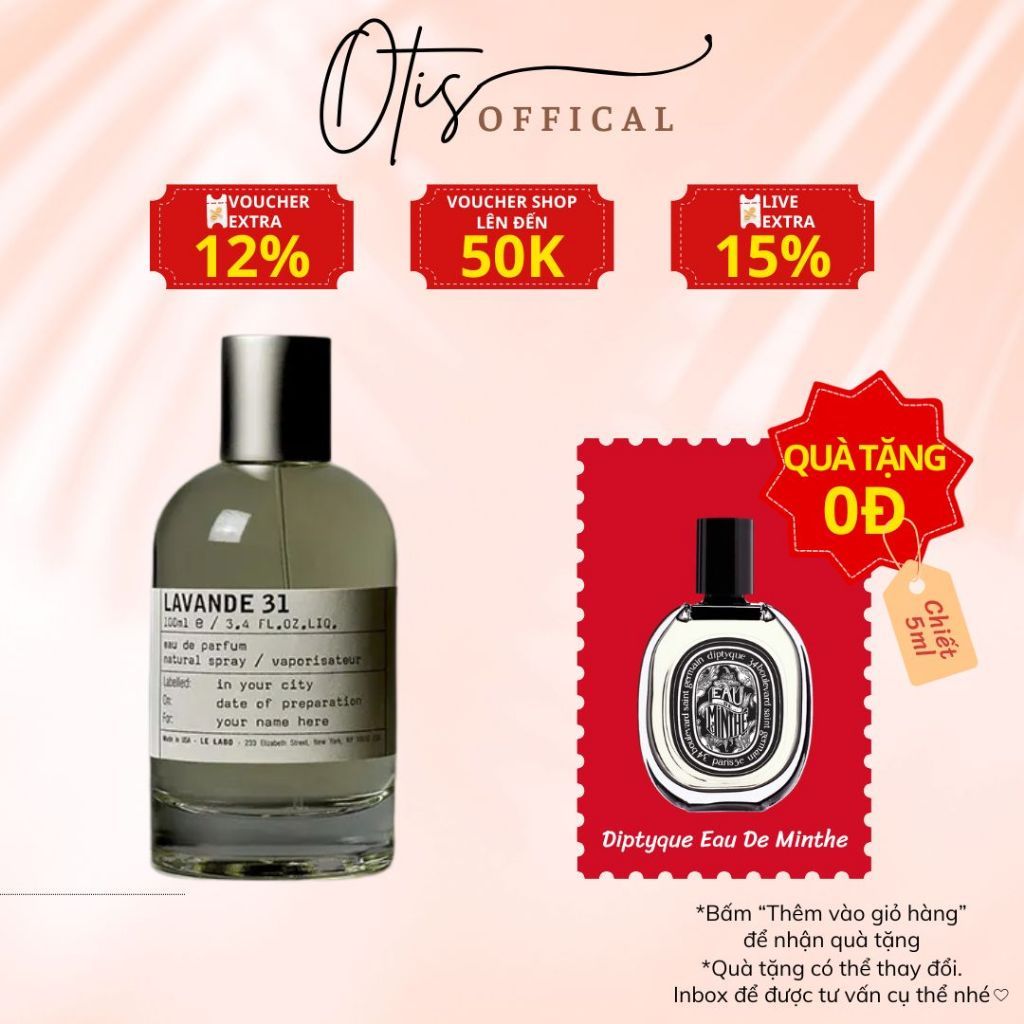 Nước Hoa Chiết 10ml Unisex Le Labo Lavande 31 Hương Thơm Tinh tế, Hiện đại, Mạnh mẽ