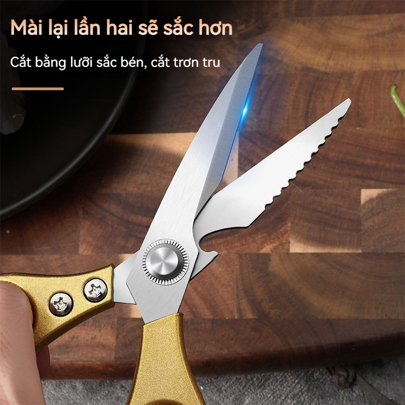 Kéo Cán Nhựa Vàng Đa Năng Cắt Thực Phẩm Inox Cao Cấp An Toàn Dụng Cụ Thiết Yếu Cho Công Việc Gia Đình